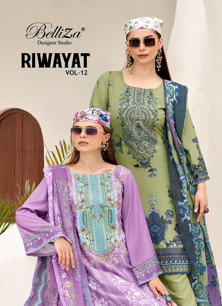 Riwayat Vol 12 by Belliza Viscose Rayon Printed Dress Material Wholesale Shop In Surat
